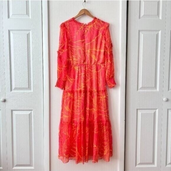 Marchesa Notte Printed Ruffled Tiered Tulle Midi Dress - Picture 8 of 10